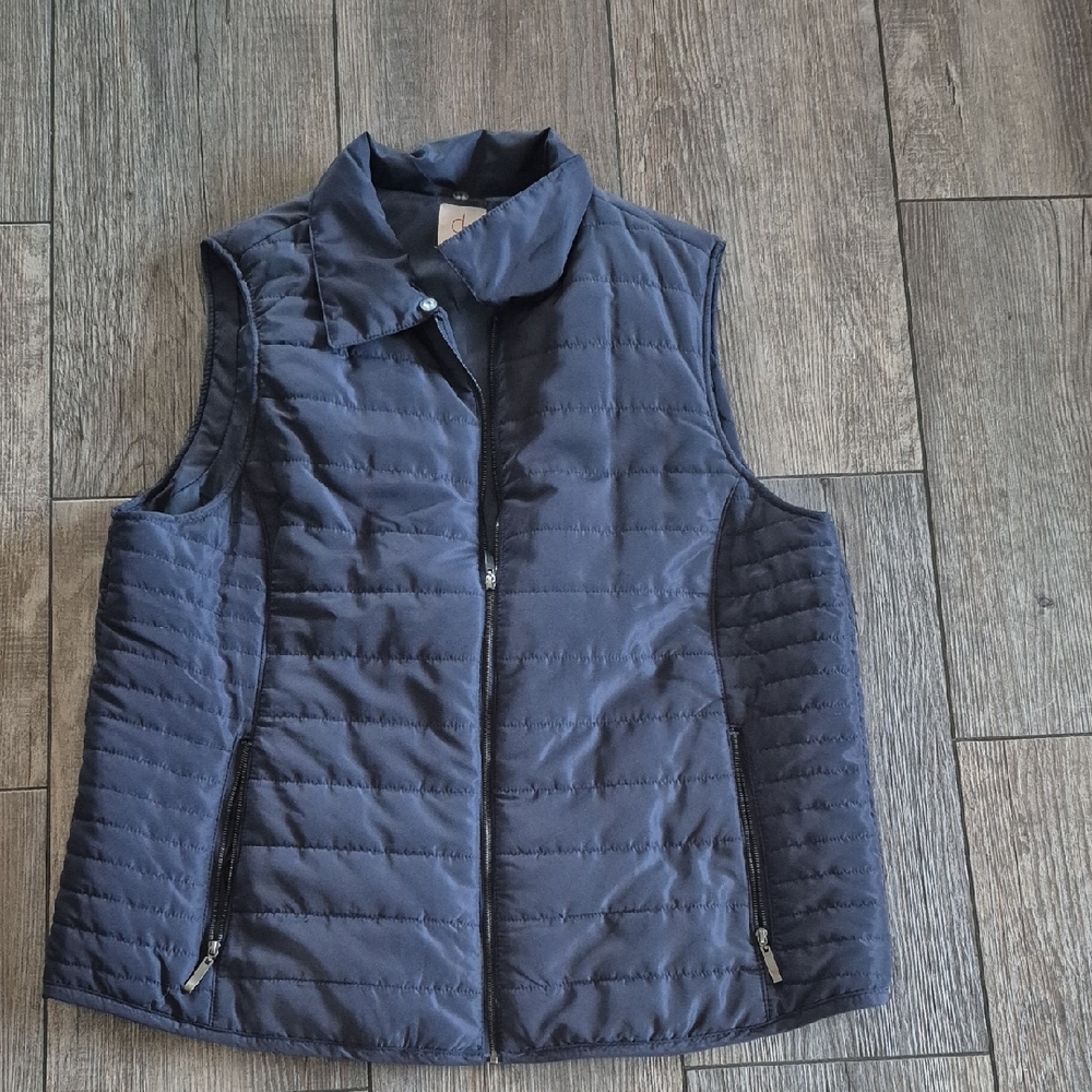 Dress Barn Navy Quilted Zip-Front Puffer Vest